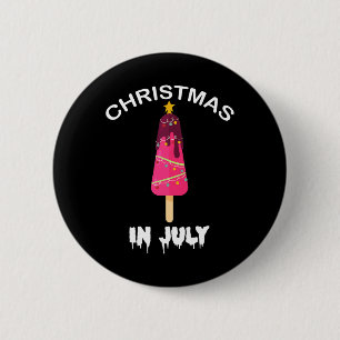 Kerstmis in juli Popsicle Kerstboom Zomer Ronde Button 5,7 Cm