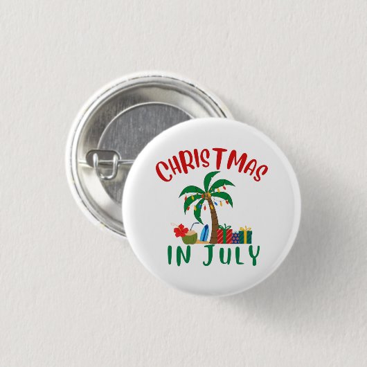 Kerstmis in juli ronde button 3,2 cm (Voorkant /achterkant)