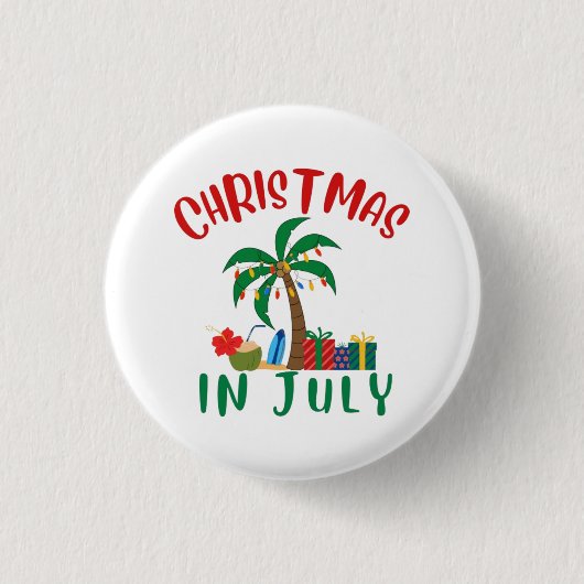Kerstmis in juli ronde button 3,2 cm (Voorkant)