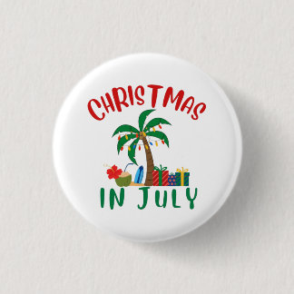 Kerstmis in juli ronde button 3,2 cm