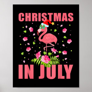 Kerstmis in juli roze flamingo grappige Xmas manne Poster