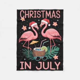 Kerstmis in juli Roze Flamingo Met Sinterklaas Hoe Fleece Deken