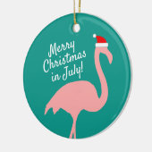 Kerstmis in juli roze flamingo Sinterklaas Keramisch Ornament (Links)