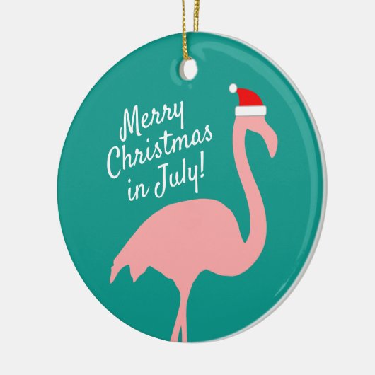 Kerstmis in juli roze flamingo Sinterklaas Keramisch Ornament (Links)