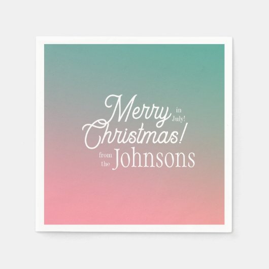 Kerstmis in juli Roze Groene Ombre Party Servet (Voorkant)