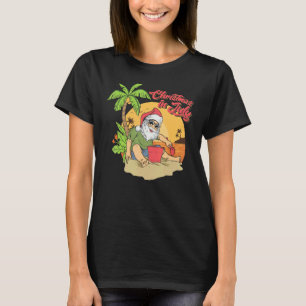 Kerstmis in Juli Santa Claus Strand Zomer Solstic T-shirt