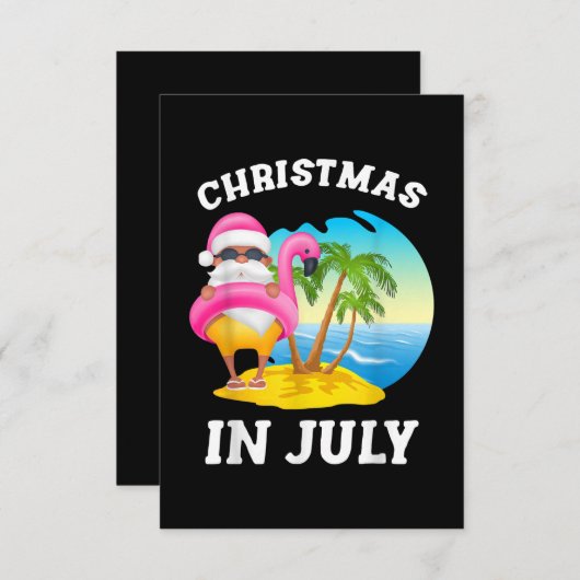 Kerstmis in juli Santa Flamingo Pool Summer Informatiekaartje (Voorkant / Achterkant)