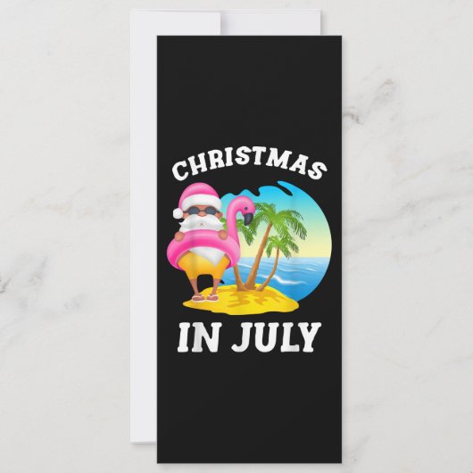 Kerstmis in juli Santa Flamingo Pool Summer Kaart (Voorkant)