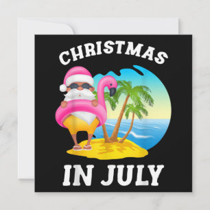 Kerstmis in juli Santa Flamingo Pool Summer Kaart