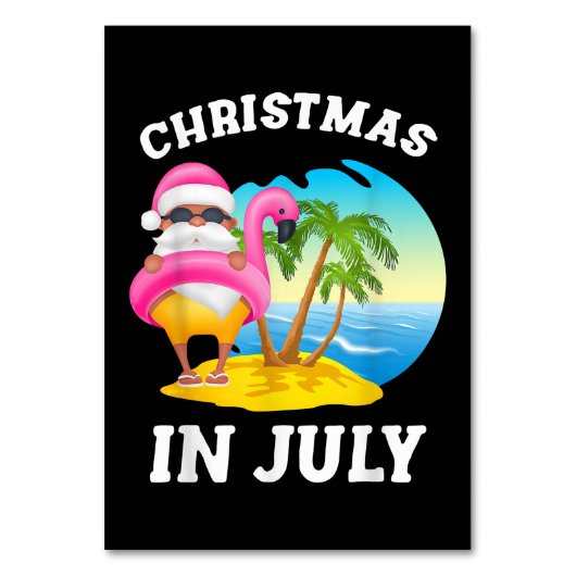 Kerstmis in juli Santa Flamingo Pool Summer Kaart (Voorkant)