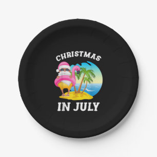 Kerstmis in juli Santa Flamingo Pool Summer Papieren Bordje