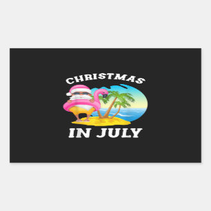 Kerstmis in juli Santa Flamingo Pool Summer Rechthoekige Sticker