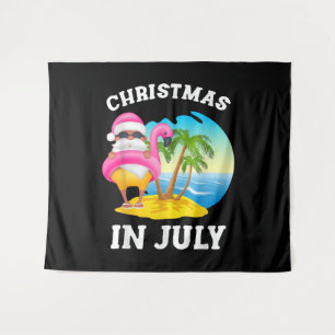 Kerstmis in juli Santa Flamingo Pool Summer Wandkleed