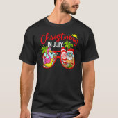 Kerstmis in juli Santa Glasses Flamingo Surfing S T-shirt (Voorkant)