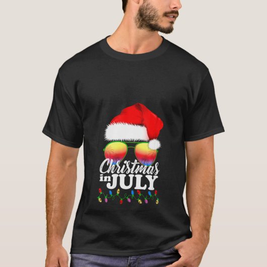 Kerstmis in juli Santa Hat Sunbril Summier T-shirt (Voorkant)