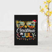 Kerstmis in juli Santa Hat Sunbril Vaca Kaart (Gele Bloem)