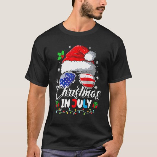 Kerstmis in juli Santa Hat Usa T-shirt (Voorkant)