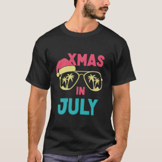 Kerstmis in juli Santa Hat Zonnebril Zomer Kerstmi T-shirt