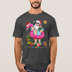 Kerstmis in juli Santa hawaii Zonnebril Flamingo T-shirt