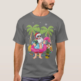 Kerstmis in juli Santa hawaii Zonnebril Flamingo T-shirt