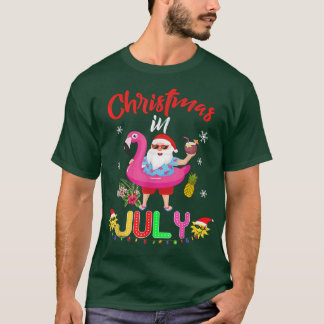 Kerstmis in juli Santa Hawaiian Flamingo Summer B T-shirt