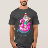 Kerstmis in juli Santa Hawaiian flamingo Summer T-shirt (Voorkant)