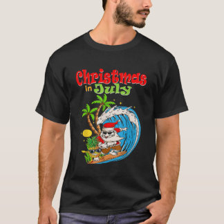 Kerstmis in juli Santa Hawaiian Summer Surf Surfi T-shirt