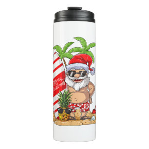 Kerstmis in juli Santa Hawaiian Summer Surf Surfi Thermosbeker