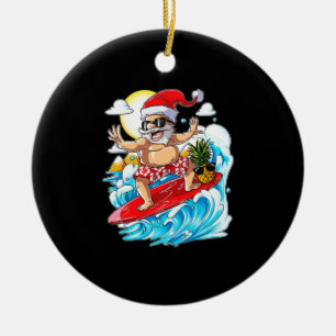 Kerstmis in juli Santa Hawaiian Surfing Keramisch Ornament