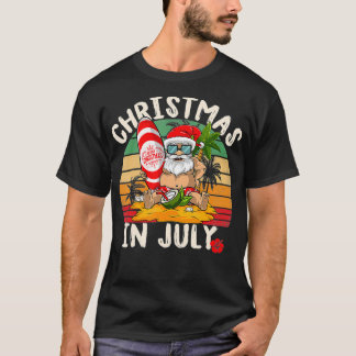 Kerstmis in juli Santa Hawaiian Surfing T-shirt