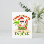 Kerstmis in juli Santa met Surfboard Briefkaart (Staand voorkant)