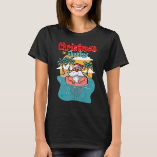 Kerstmis in juli Santa Palm Tree Sun Beach Summer T-shirt