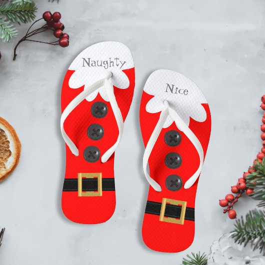 Kerstmis in juli Santa Suit Naughty of Nice Red Teenslippers