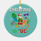 Kerstmis in juli Santa Summer Coast Hawaii Keramisch Ornament (Achterkant)