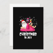 Kerstmis in juli Santa Summer Flamingo Pool Float Kaart (Voorkant / Achterkant)