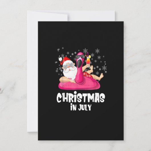 Kerstmis in juli Santa Summer Flamingo Pool Float Kaart (Voorkant)