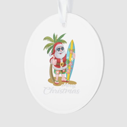 Kerstmis in juli Santa Surf Hawaiian Man Ornament (voorkant)