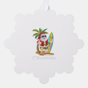 Kerstmis in juli Santa Surf Hawaiian Man Ornament Kaart