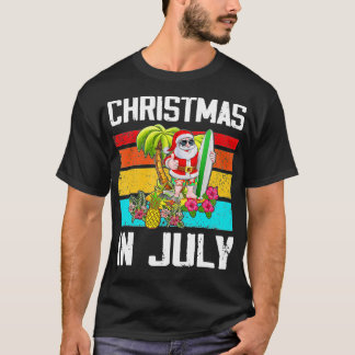 Kerstmis in juli Santa Surfer Hawaii Summer Vacat T-shirt