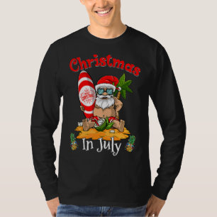 Kerstmis in juli Santa Surfing Beach Vaca T-shirt