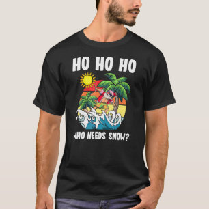 Kerstmis in juli Santa Surfing Summer Beach Vaca T-shirt