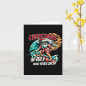 Kerstmis in juli Santa Surfred Summer Beach Vacat Kaart (Gele Bloem)