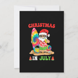 Kerstmis in juli Santa Tie Dye Summer Surf Surfin Kaart