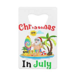 Kerstmis in juli Santa Tie Dye Summer Surf Surfin Kredietkaart Flessenopener