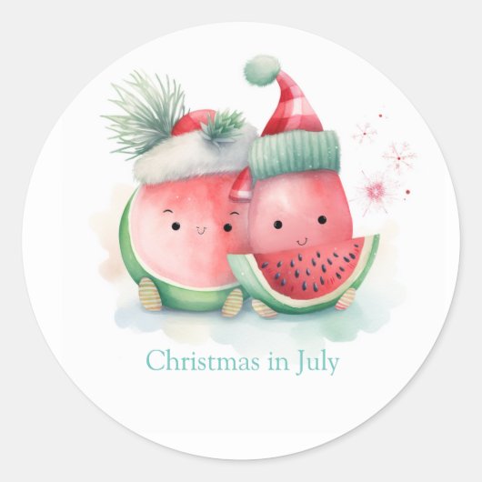Kerstmis in juli schattig ronde sticker (Voorkant)
