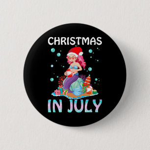 Kerstmis in juli Schattige zeemeermin Zomer 1 Ronde Button 5,7 Cm