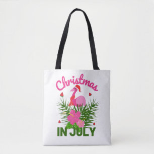 Kerstmis in juli schattige zomer flamingo draagtas