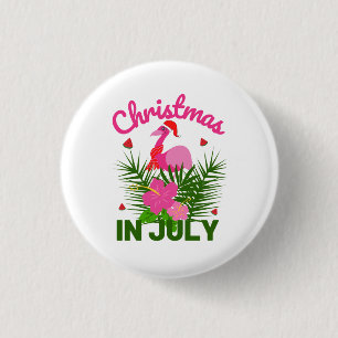 Kerstmis in juli schattige zomer flamingo ronde button 3,2 cm