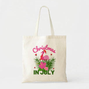 Kerstmis in juli schattige zomer flamingo tote bag
