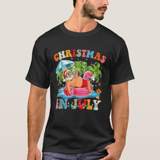 Kerstmis in juli Shirt Funny Santa Summer vakantie (Voorkant)